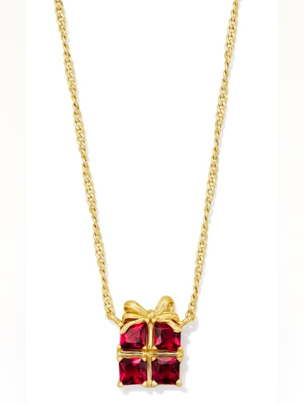 Kendra Scott Present Gold Short Pendant Necklace in Red Crystal